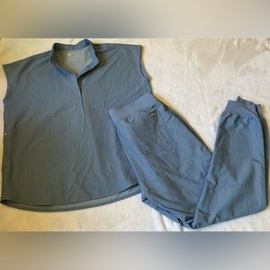 Figs Heather indigo Zamora joggers and Rafaela top scrub set